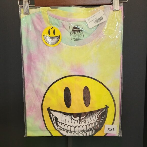 Ron English Pop-Aganda Grin Rainbow Tie Dye Smiley Face Tshirt XXL. T007 - Picture 1 of 5